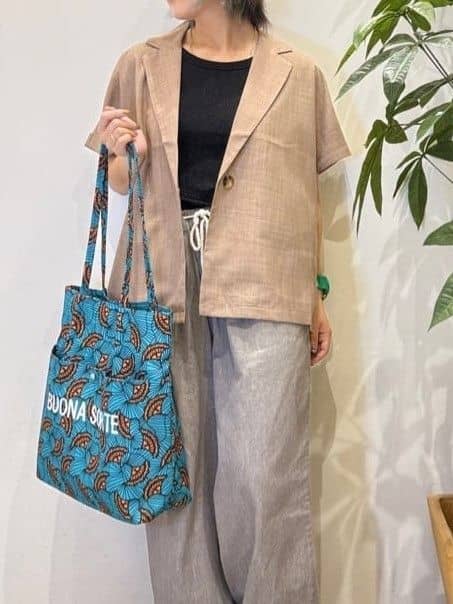 misakiさんの「SHOO･LA･RUE｜【S-LL】さらりと着たい大人のための 麻調半袖ジャケット」を使ったコーディネート