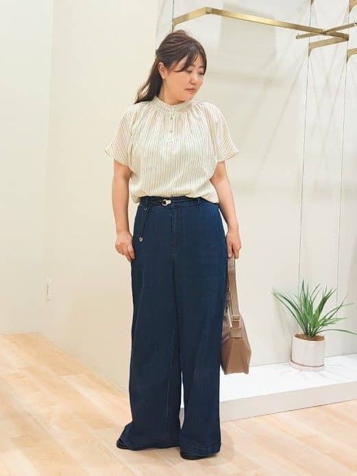 ふるさんの「grove｜【接触冷感】見た目はきちんと、着心地はらくちん クロップドベイカーパンツ」を使ったコーディネート