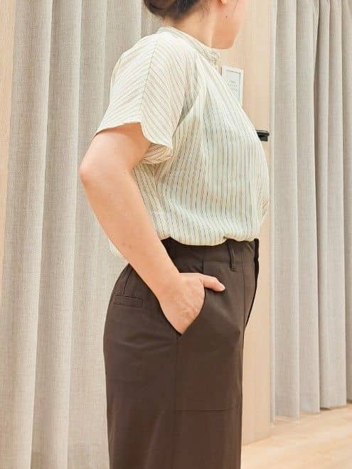 ふるさんの「grove｜【接触冷感】見た目はきちんと、着心地はらくちん クロップドベイカーパンツ」を使ったコーディネート
