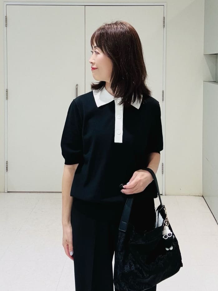 makiさんの「UNTITLED｜【トレンド/きれいめ】5分袖ポロニット」を使ったコーディネート