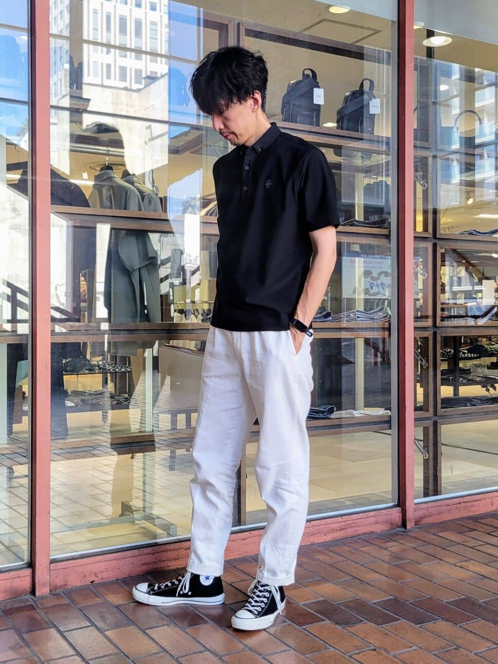 piroyaさんの「TAKEO KIKUCHI｜【COOL CITY WEAR】エアートール ポロシャツ /接触冷感・通気性」を使ったコーディネート