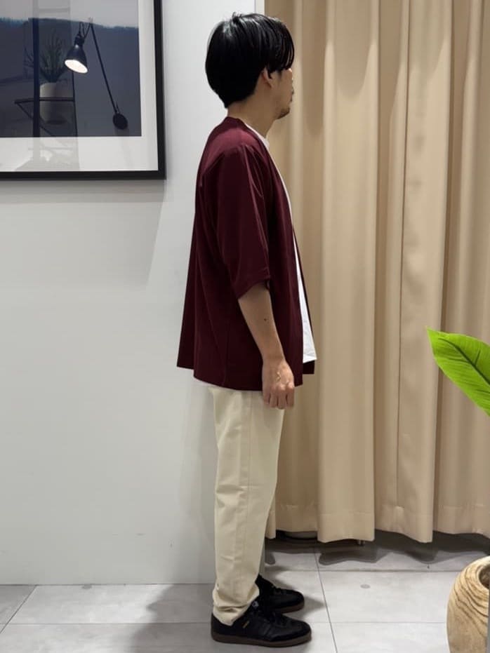 はさんの「THE SHOP TK｜五分袖カーディガン+半袖Tシャツセットアイテム 洗濯機OK」を使ったコーディネート