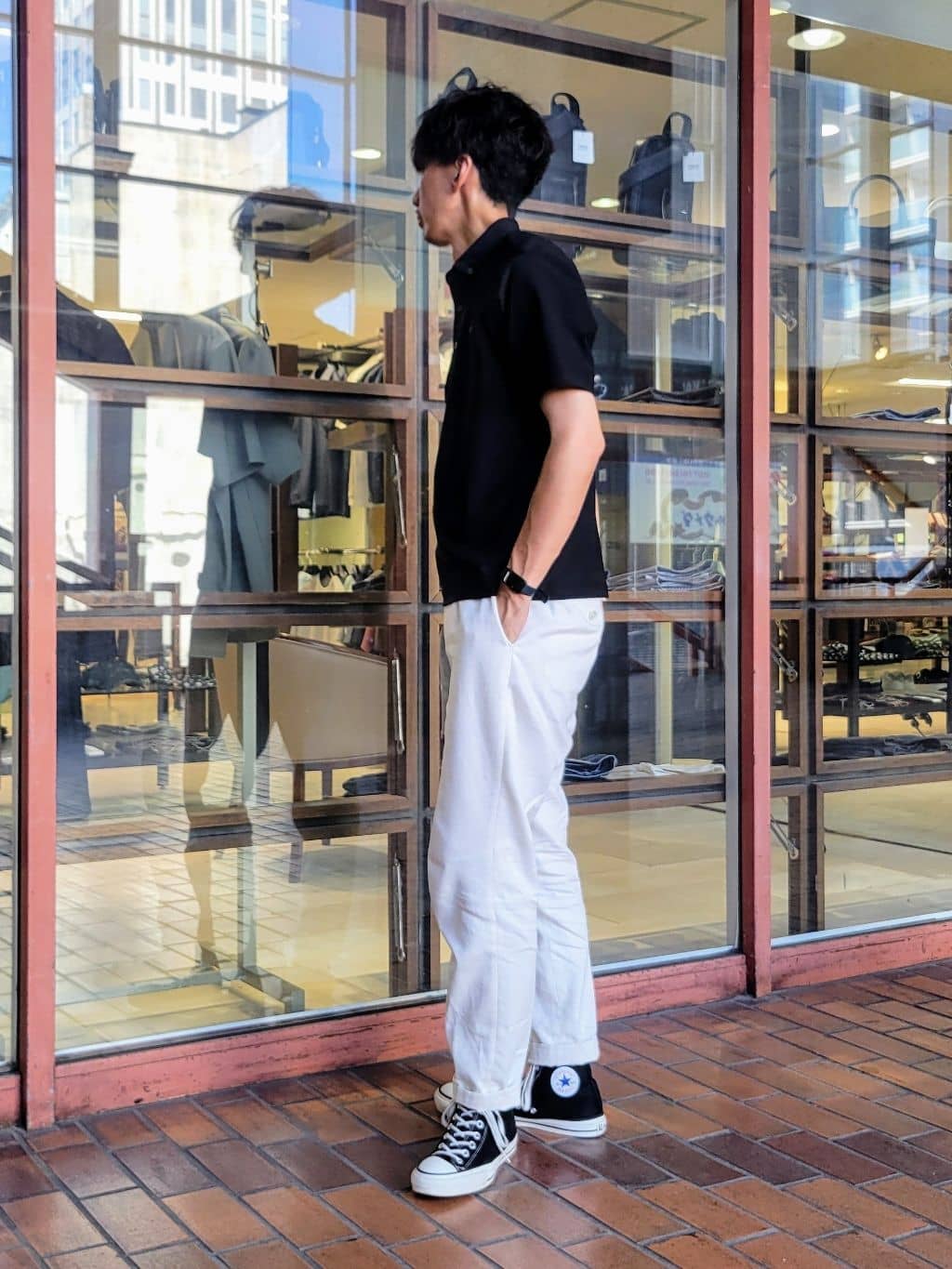 piroyaさんの「TAKEO KIKUCHI｜【COOL CITY WEAR】エアートール ポロシャツ /接触冷感・通気性」を使ったコーディネート