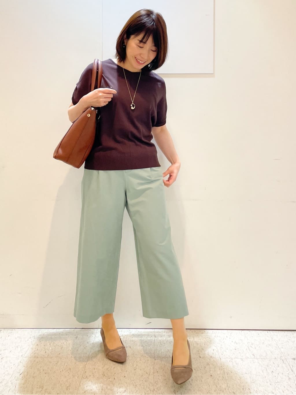 めいさんの「Reflect｜【お腹・腰周りすっきり見え◎】ストレッチワイドクロップドパンツ」を使ったコーディネート