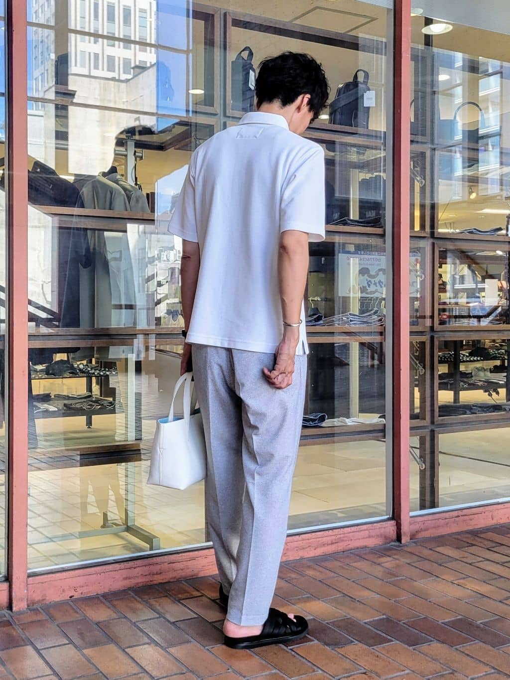 piroyaさんの「TAKEO KIKUCHI｜【抗菌防臭／9色5サイズ展開】ハニカムメランジ ポロシャツ」を使ったコーディネート