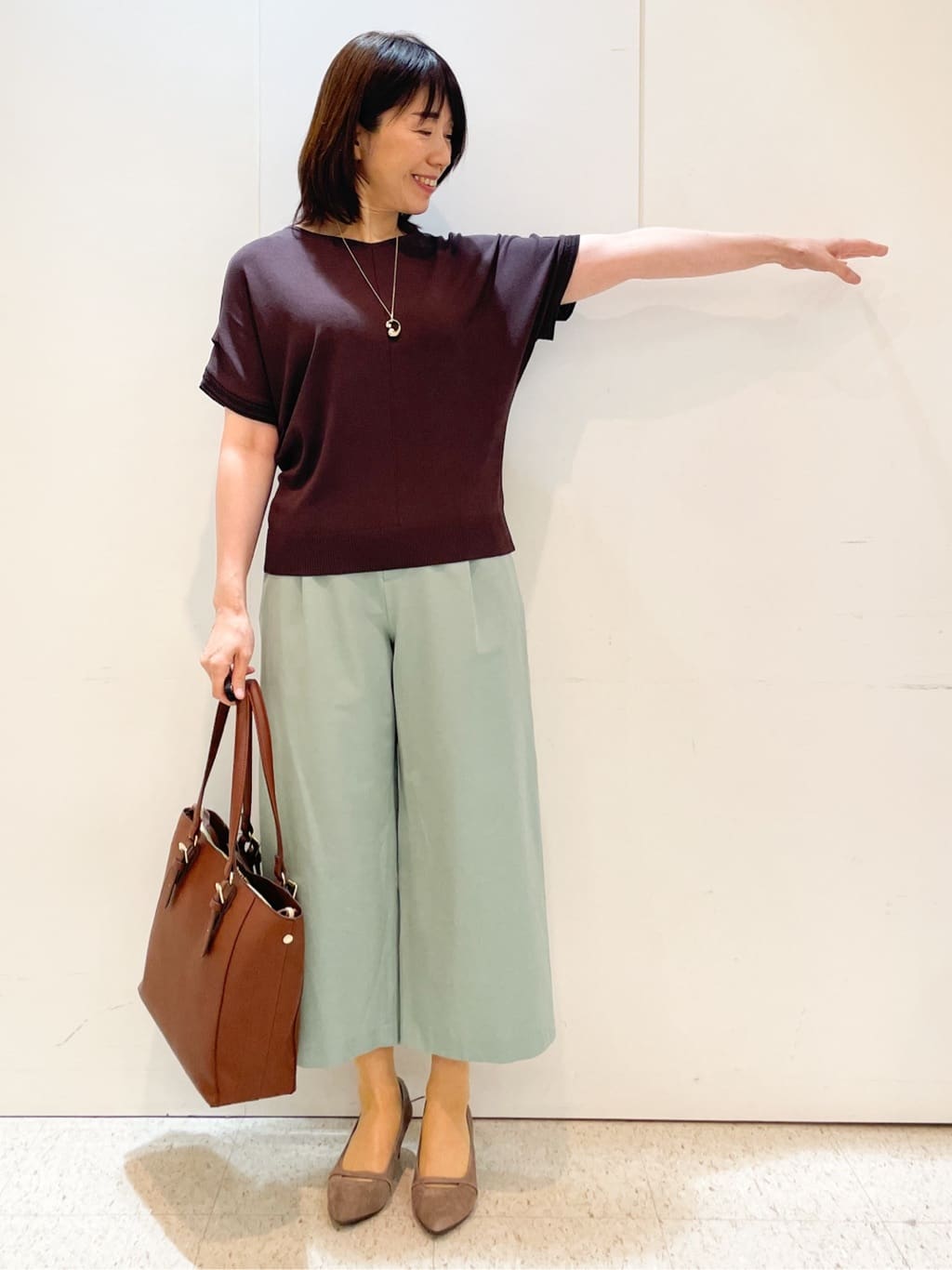 めいさんの「Reflect｜【お腹・腰周りすっきり見え◎】ストレッチワイドクロップドパンツ」を使ったコーディネート