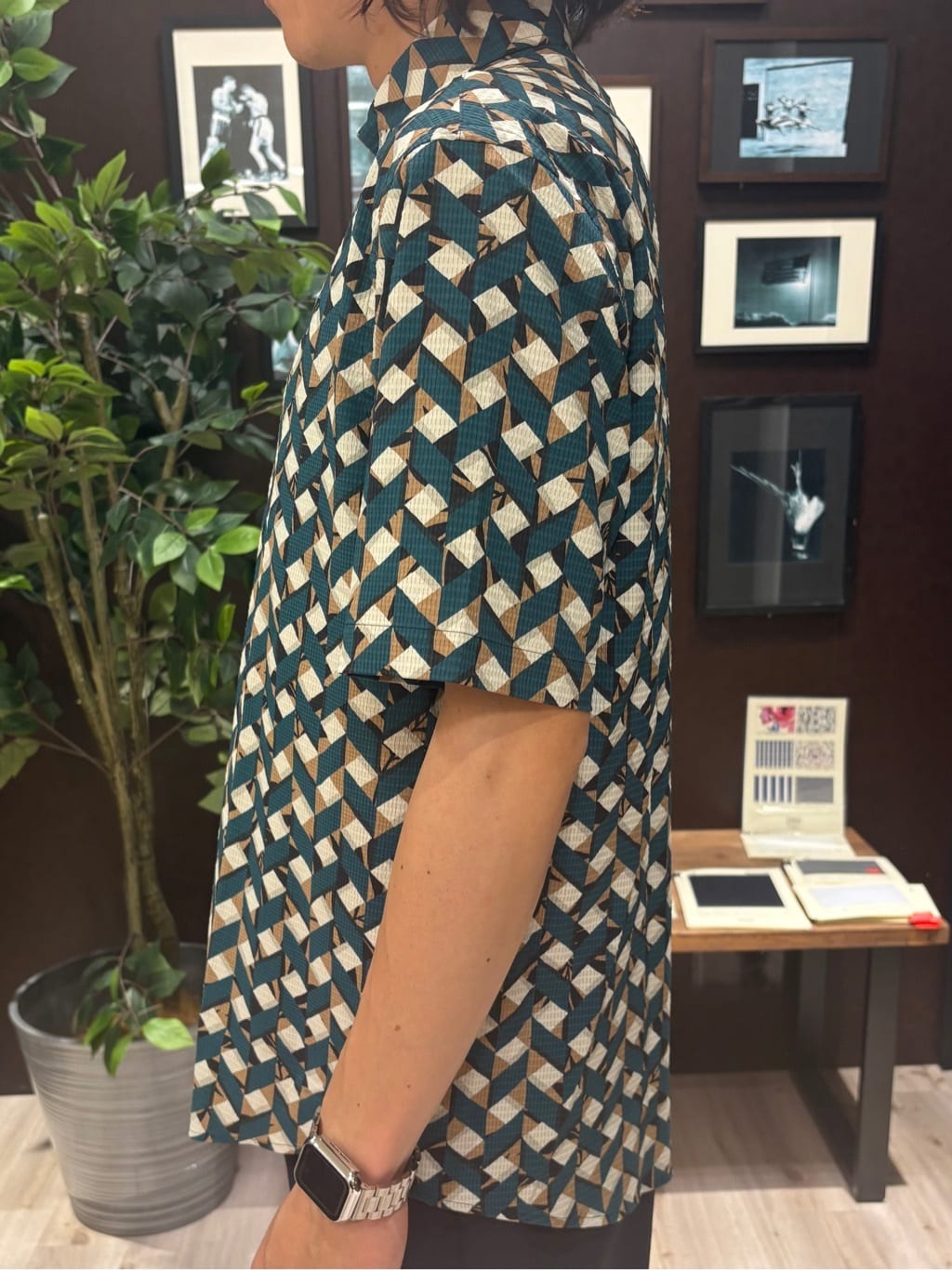 Kaiさんの「TAKEO KIKUCHI｜【COOL CITY WEAR】籠目アート柄 サッカーシャツ /通気性」を使ったコーディネート