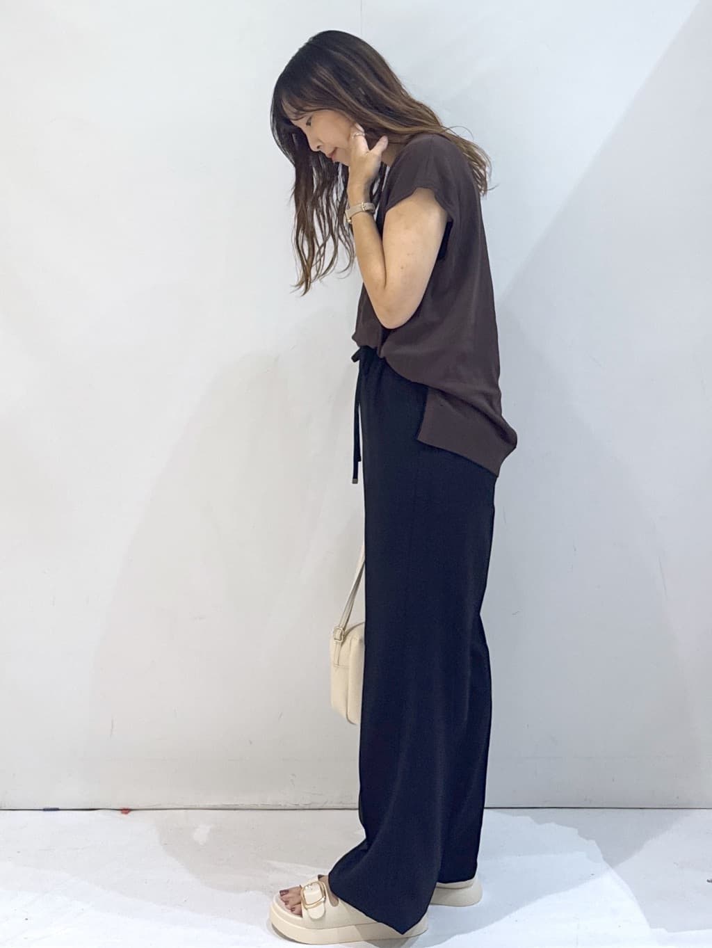 hirokoさんの「OPAQUE.CLIP｜ロゴフレンチスリーブニット【洗濯機洗い可／UV／接触冷感／抗ピル】」を使ったコーディネート
