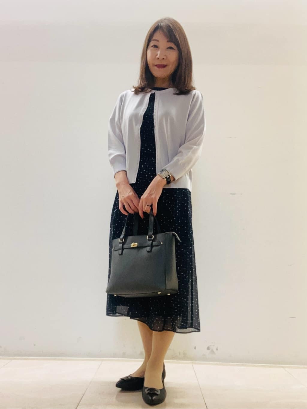 kurodaさんの「Reflect｜【WEB先行カラーあり／マシンウォッシュ可／ナローベルト付き】オフボディツイードチェックワンピース」を使ったコーディネート