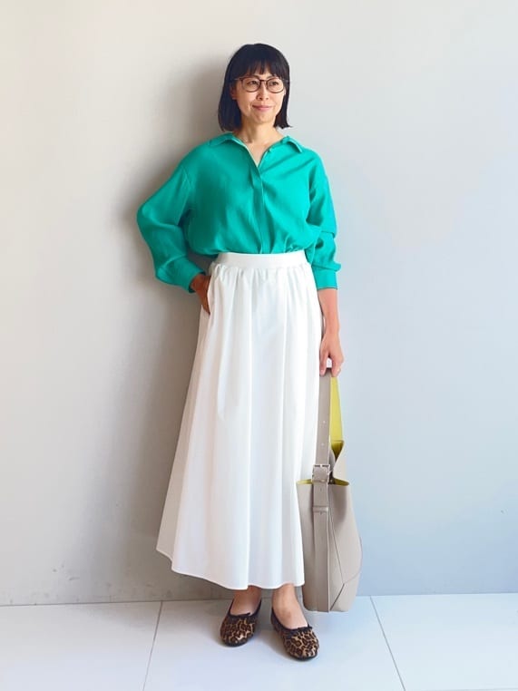 murayamaさんの「INDIVI｜【体型カバー／清涼感】シアーオーバーシャツ」を使ったコーディネート