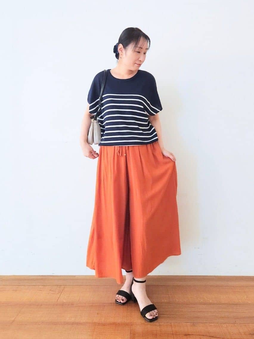 くまさんの「SHOO･LA･RUE｜【ひんやり/S-LL】さらさらな肌触りが心地よい フレンチスリーブニット」を使ったコーディネート