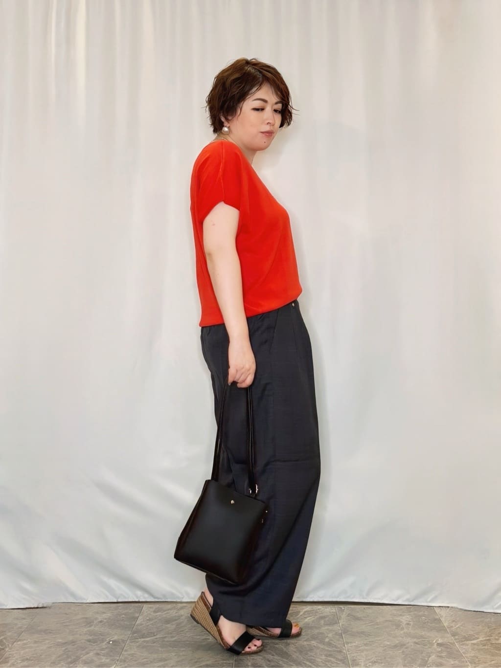 たみさんの「SHOO･LA･RUE｜【ひんやり/S-LL】さらさらな肌触りが心地よい フレンチスリーブニット」を使ったコーディネート