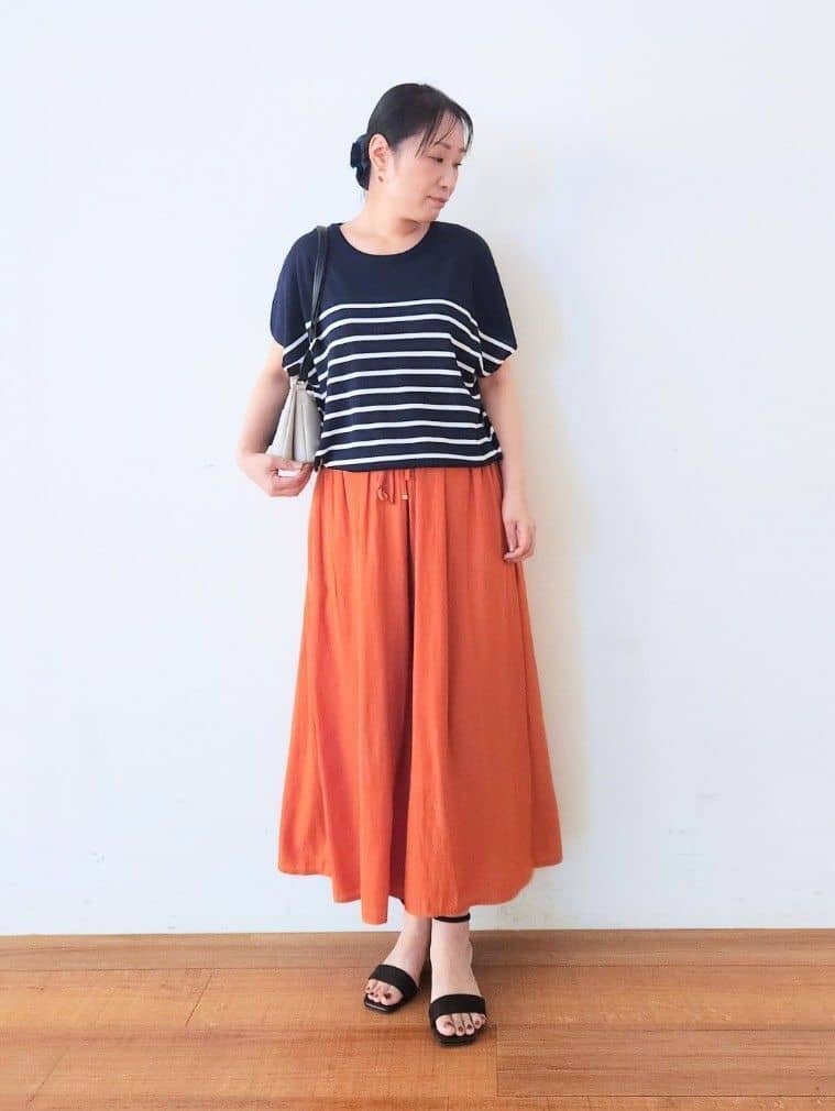 くまさんの「SHOO･LA･RUE｜【ひんやり/S-LL】さらさらな肌触りが心地よい フレンチスリーブニット」を使ったコーディネート