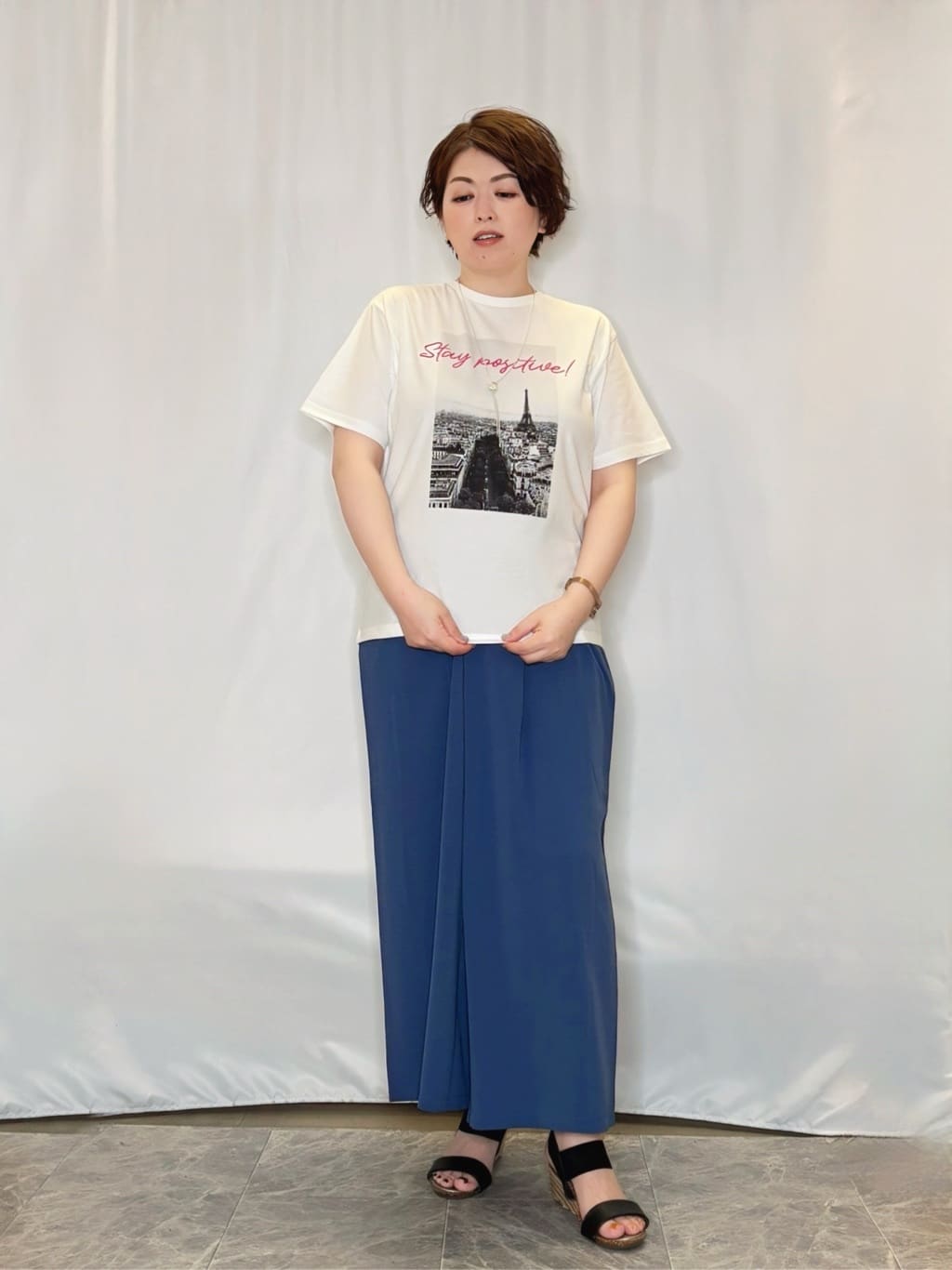 たみさんの「SHOO･LA･RUE｜【S-LL/ひんやり/UV】選べる6柄でそれぞれ欲しくなる プリントTシャツ」を使ったコーディネート