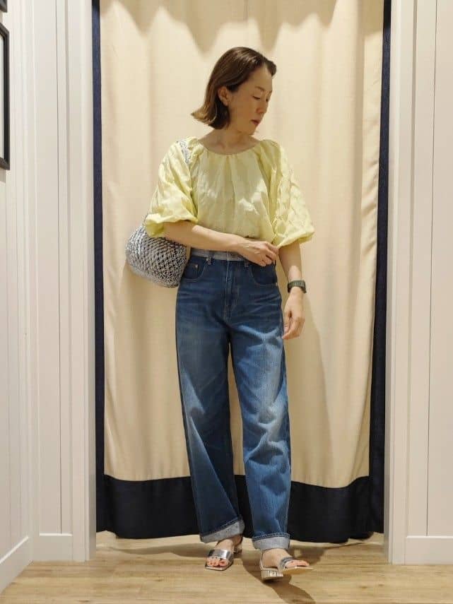 toyaさんの「Dessin｜【洗える／五分袖】バルーンスリーブジャガードブラウス」を使ったコーディネート