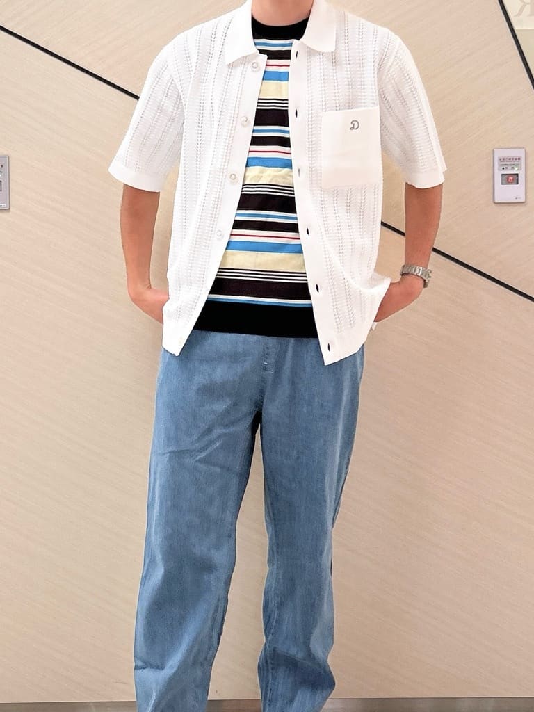 千葉亮太さんの「DRESSTERIOR｜オーガニックコットン キューバニットシャツ」を使ったコーディネート