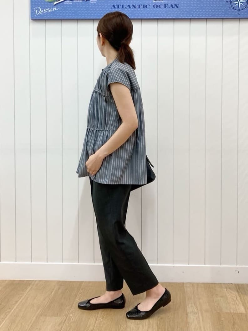 yoshiさんの「Dessin｜【洗える】ストライプ柄ギャザーブラウス」を使ったコーディネート