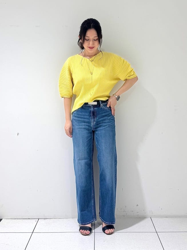 そんさんの「INDIVI｜【二の腕カバー／スタイルアップ】ドライタッチストレッチニット」を使ったコーディネート
