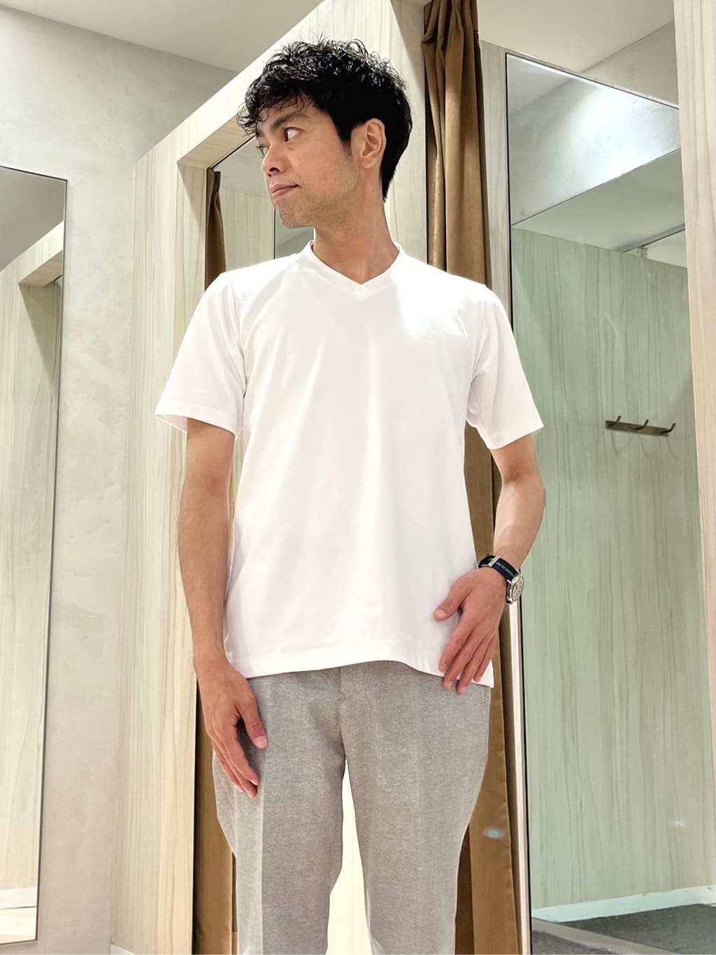 URAさんの「TAKEO KIKUCHI｜【抗菌防臭】COOL DOTS（R）ドビープリント ジャケット」を使ったコーディネート