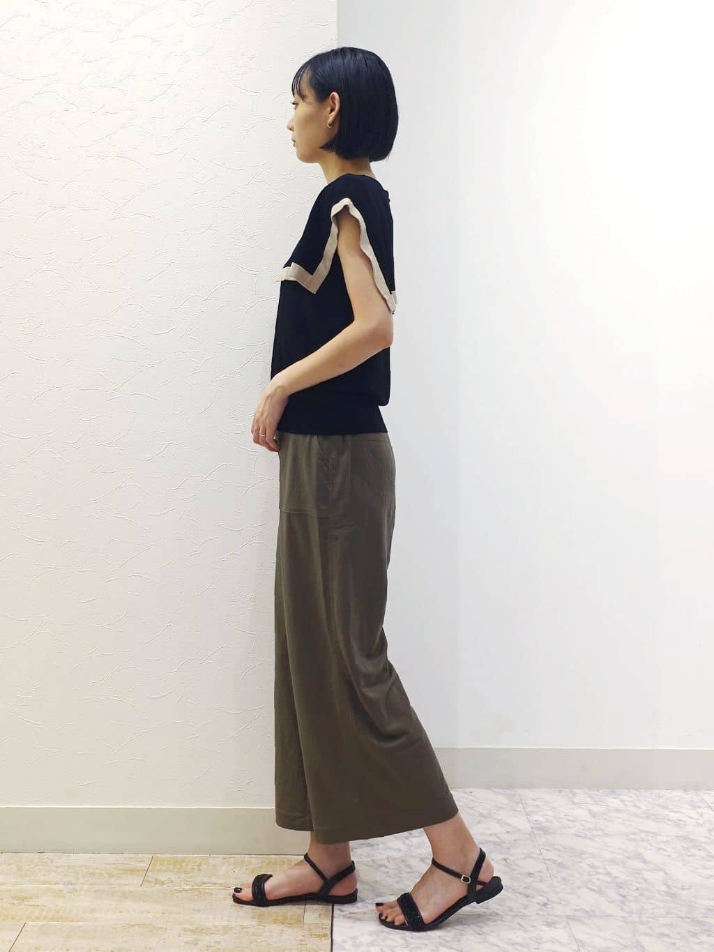ケイさんの「grove｜【ひんやり/UVカット】大人の可愛さ　セーラーカラーニット」を使ったコーディネート