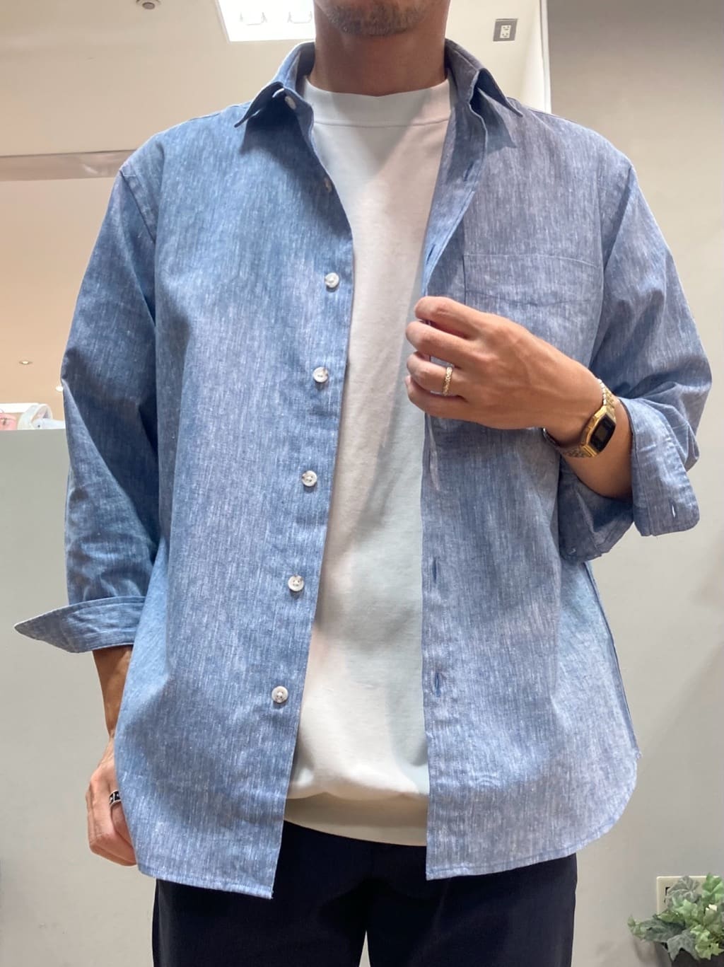 シュンさんの「TAKEO KIKUCHI｜【抗菌防臭／5サイズ展開】ハイゲージポンチ Tシャツ」を使ったコーディネート
