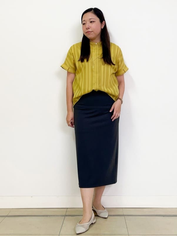 chisaさんの「Reflect｜【洗える】ドビーストライプブラウス」を使ったコーディネート