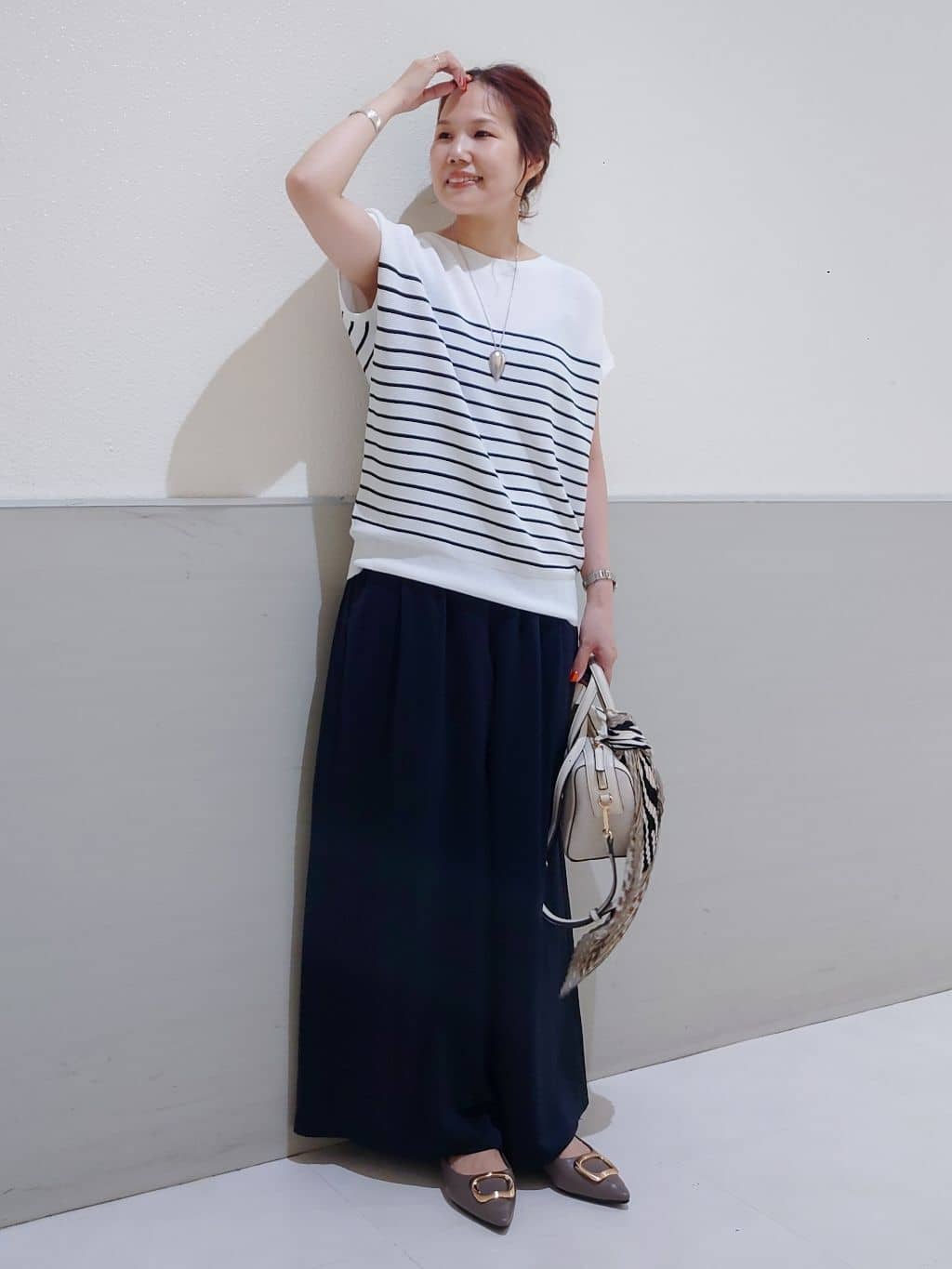 maruさんの「THE SHOP TK｜【6色展開】さらさらフレンチニット【毛玉になりにくい/洗濯機OK】」を使ったコーディネート