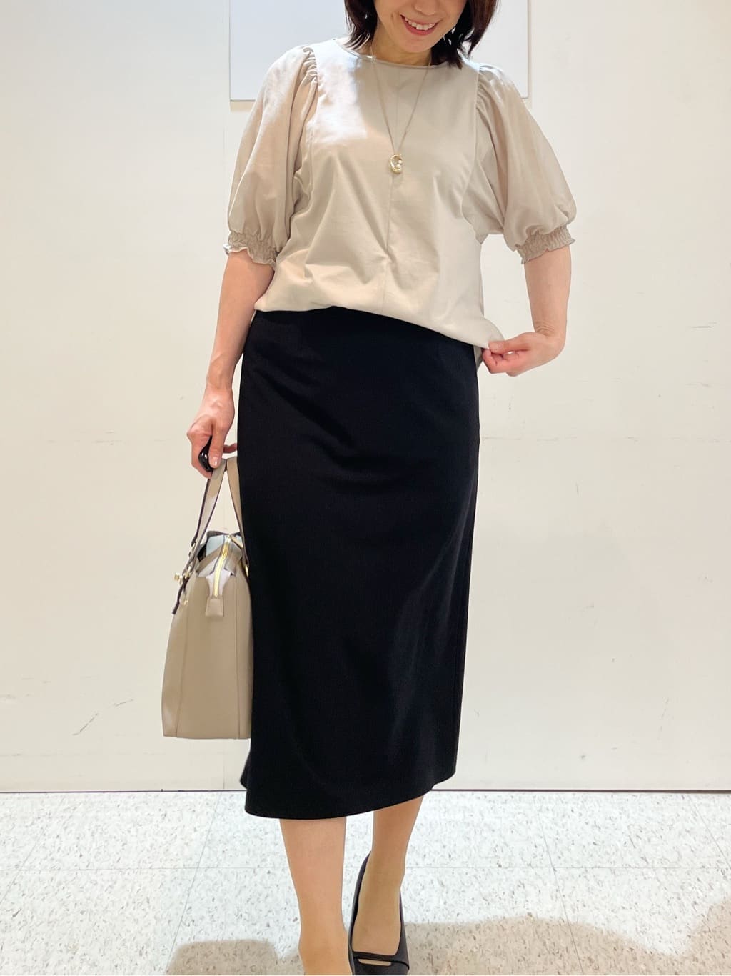 めいさんの「Reflect｜パール調リングネックレス」を使ったコーディネート