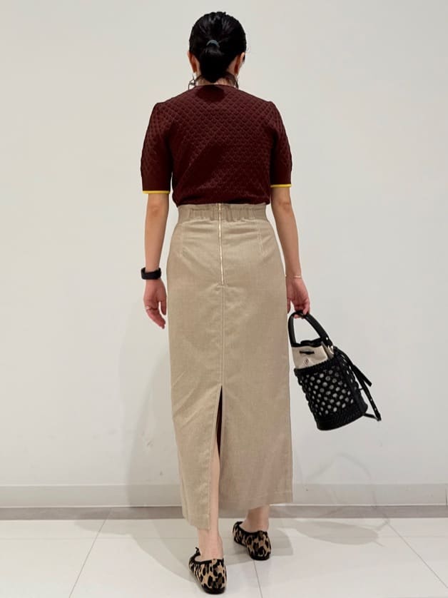 MIYAKAWAさんの「DRESSTERIOR｜【6色展開/オンオフ】レース編みハーフスリーブニット」を使ったコーディネート