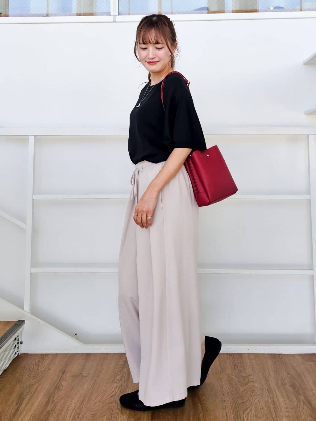 ゆゆさんの「SHOO･LA･RUE｜【S-LL】二の腕はカバーして魅せる フレアスリーブニット」を使ったコーディネート