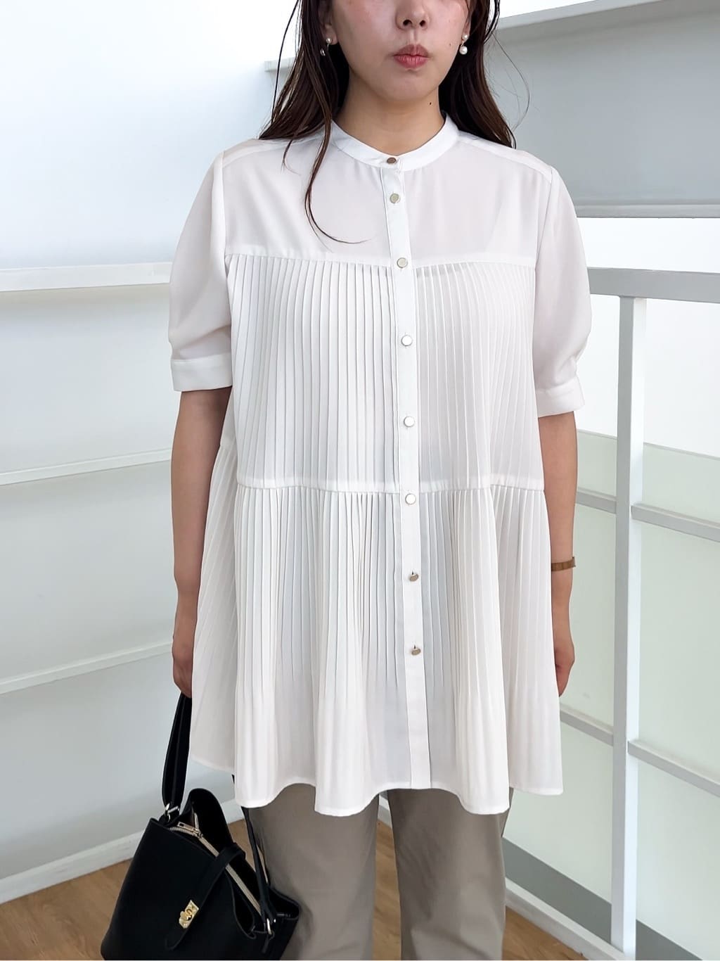 ちびゆきさんの「grove｜【体型カバー】ラフに着たい　ティアードプリーツブラウス」を使ったコーディネート