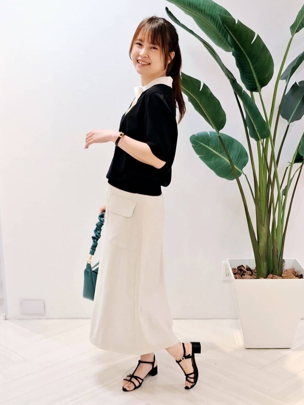 YuKaRiさんの「UNTITLED｜【トレンド/きれいめ】5分袖ポロニット」を使ったコーディネート