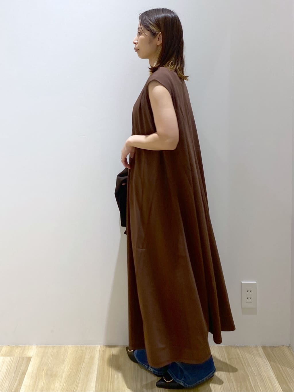 えりさんの「OPAQUE.CLIP｜カットソーフレアワンピース【接触冷感／洗濯機洗い可】」を使ったコーディネート