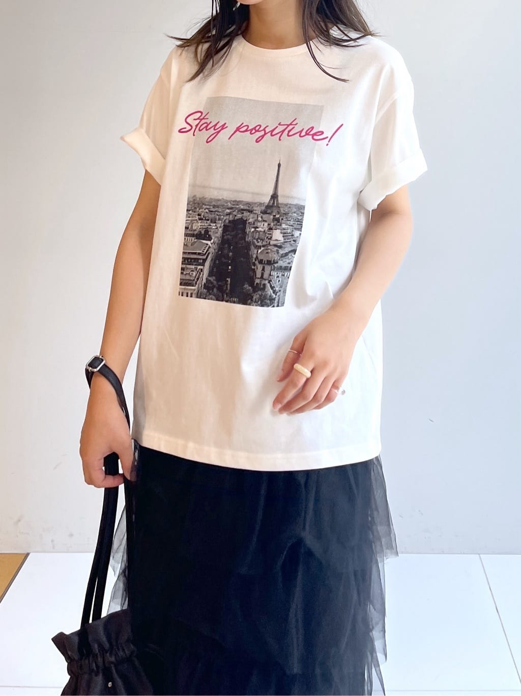 cotaniさんの「SHOO･LA･RUE｜【2点セット/S-LL】コーデの主役になる チュールティアードスカート」を使ったコーディネート
