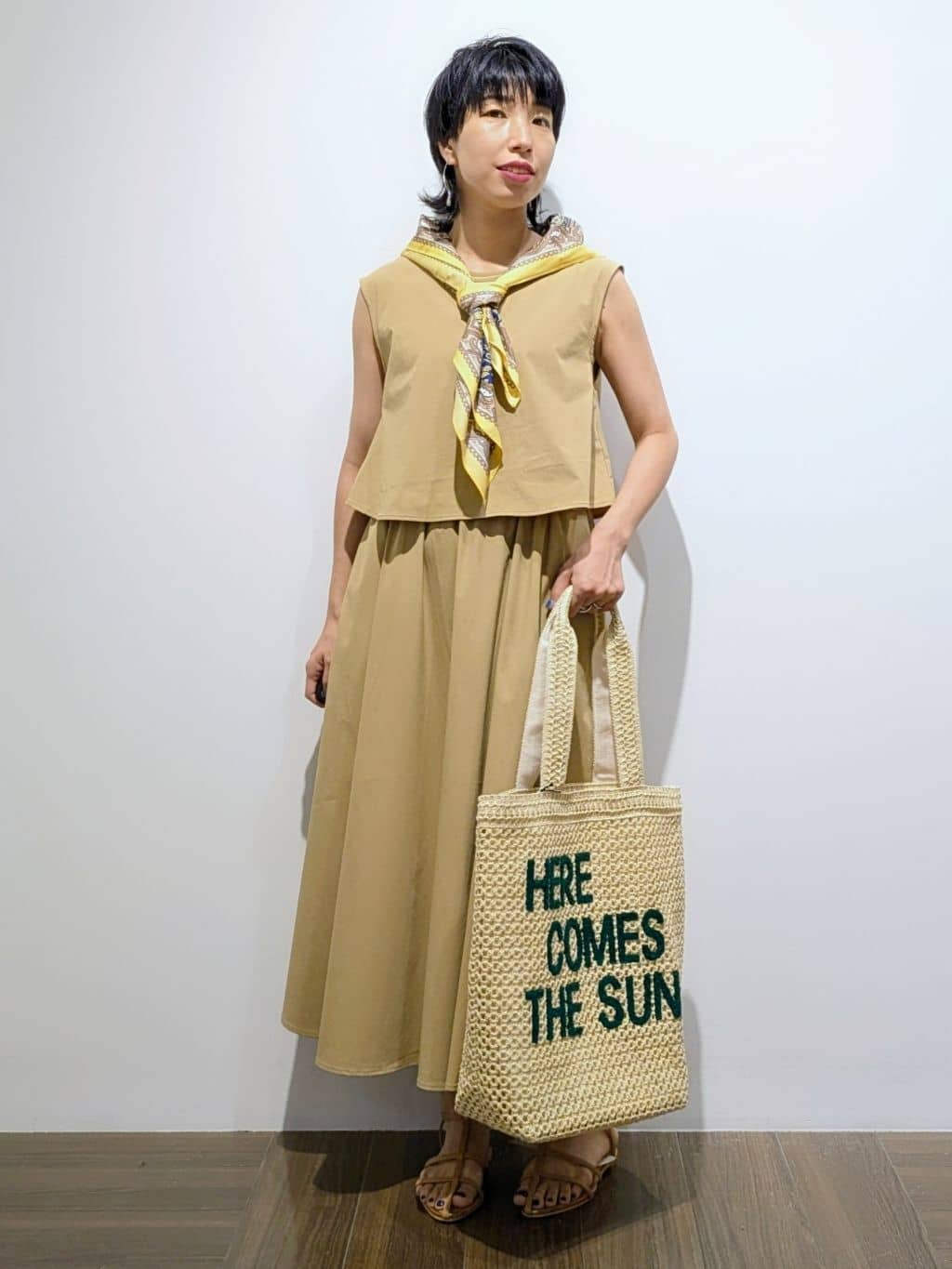 4410さんの「THE SHOP TK｜ドッキングワンピース【接触冷感/撥水/UVカット/洗濯機OK】」を使ったコーディネート