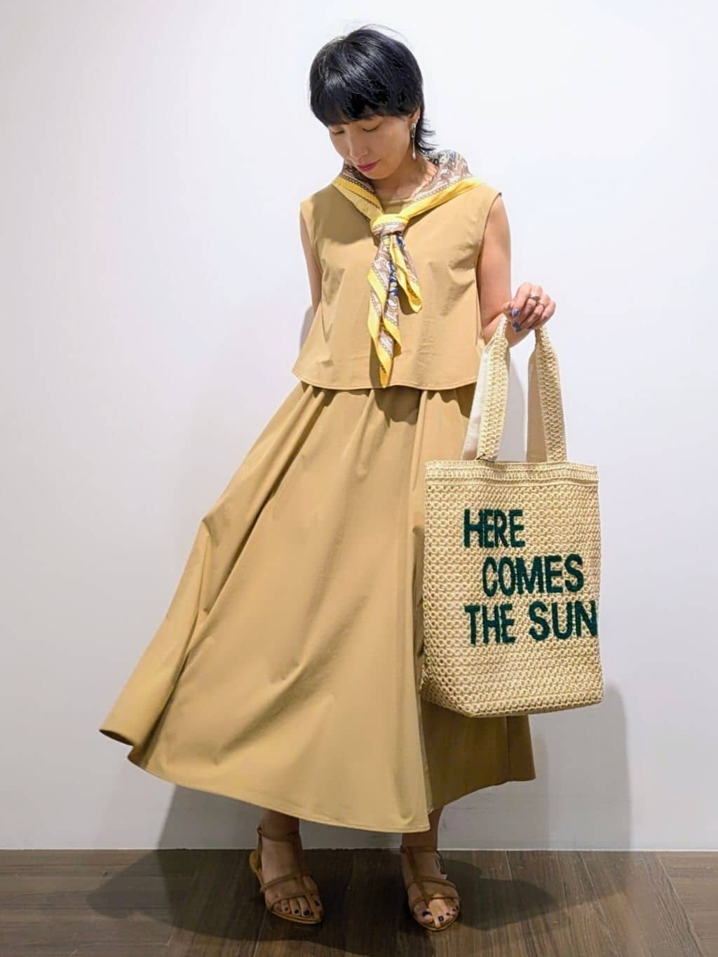 4410さんの「THE SHOP TK｜ドッキングワンピース【接触冷感/撥水/UVカット/洗濯機OK】」を使ったコーディネート