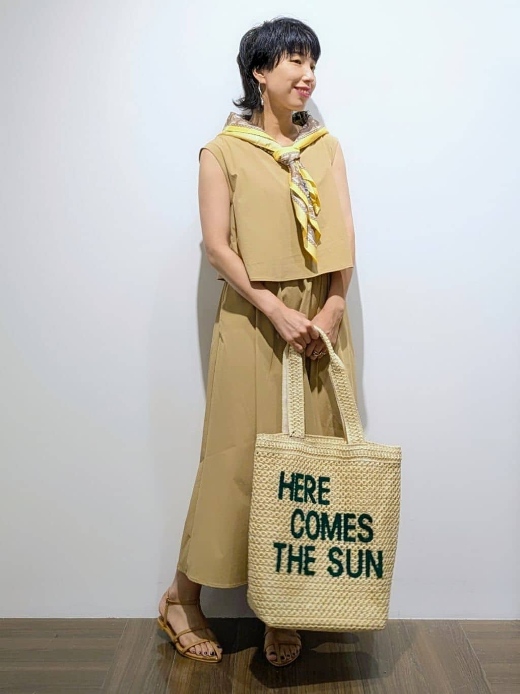 4410さんの「THE SHOP TK｜ドッキングワンピース【接触冷感/撥水/UVカット/洗濯機OK】」を使ったコーディネート