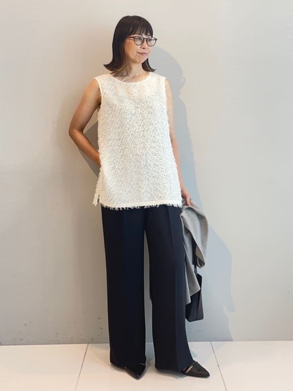 murayamaさんの「INDIVI｜【セットアップ可能】凹凸ストレッチ素材テーラードカラージレジャケット」を使ったコーディネート