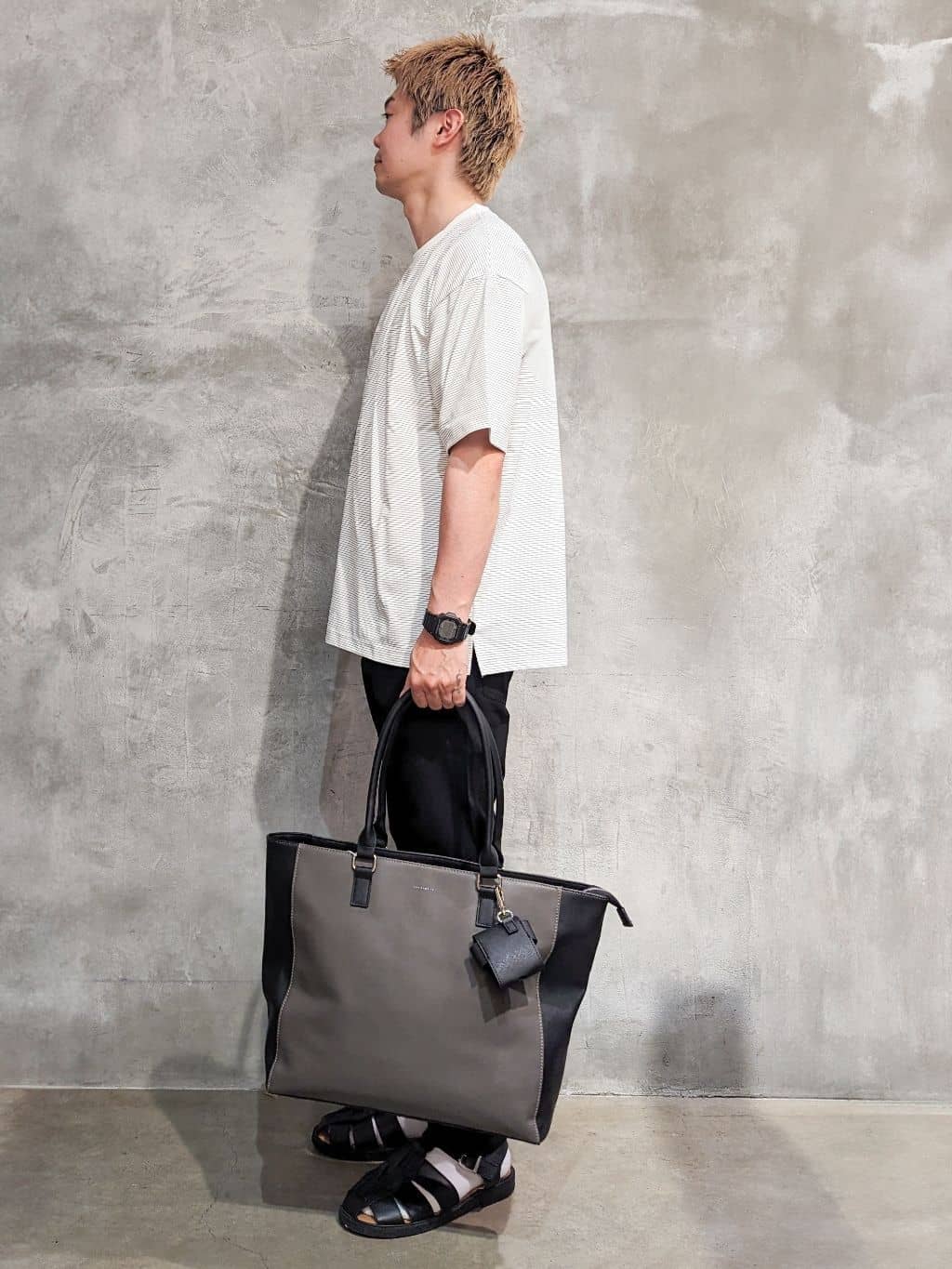 daiさんの「THE SHOP TK｜パーフェクテックボーダー 半袖Tシャツ 吸水速乾／洗濯機OK」を使ったコーディネート