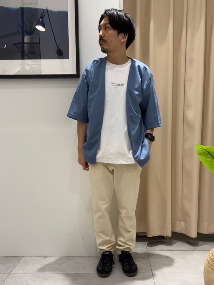 はさんの「THE SHOP TK｜五分袖カーディガン+半袖Tシャツセットアイテム 洗濯機OK」を使ったコーディネート