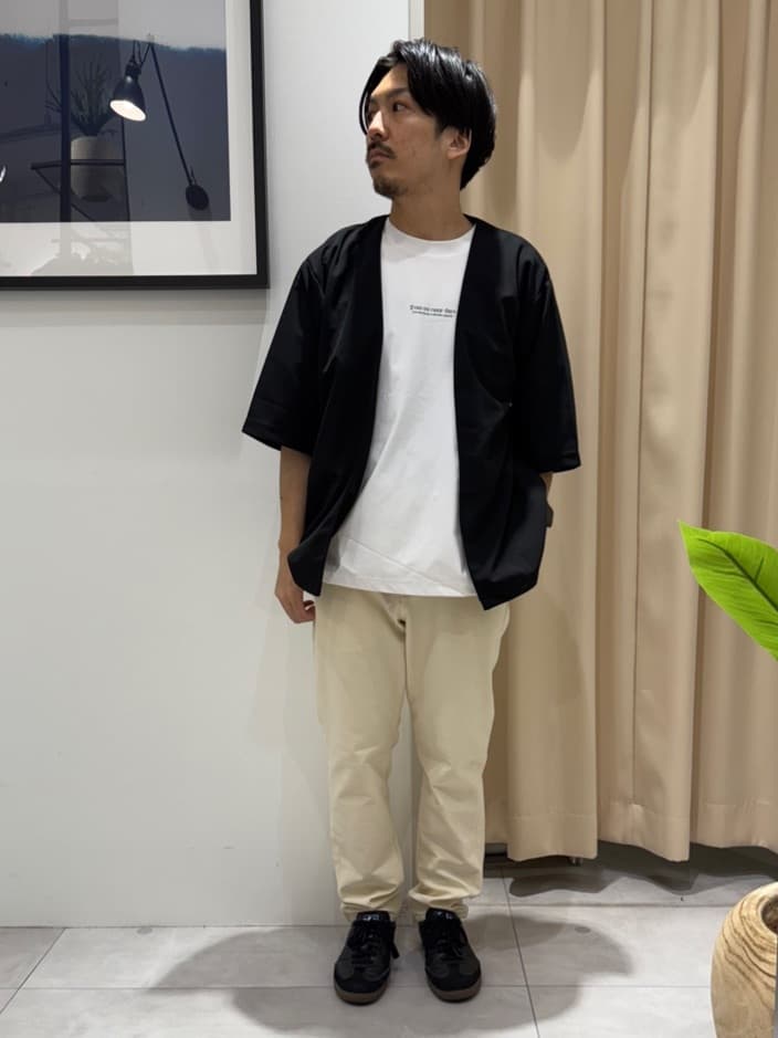 はさんの「THE SHOP TK｜五分袖カーディガン+半袖Tシャツセットアイテム 洗濯機OK」を使ったコーディネート
