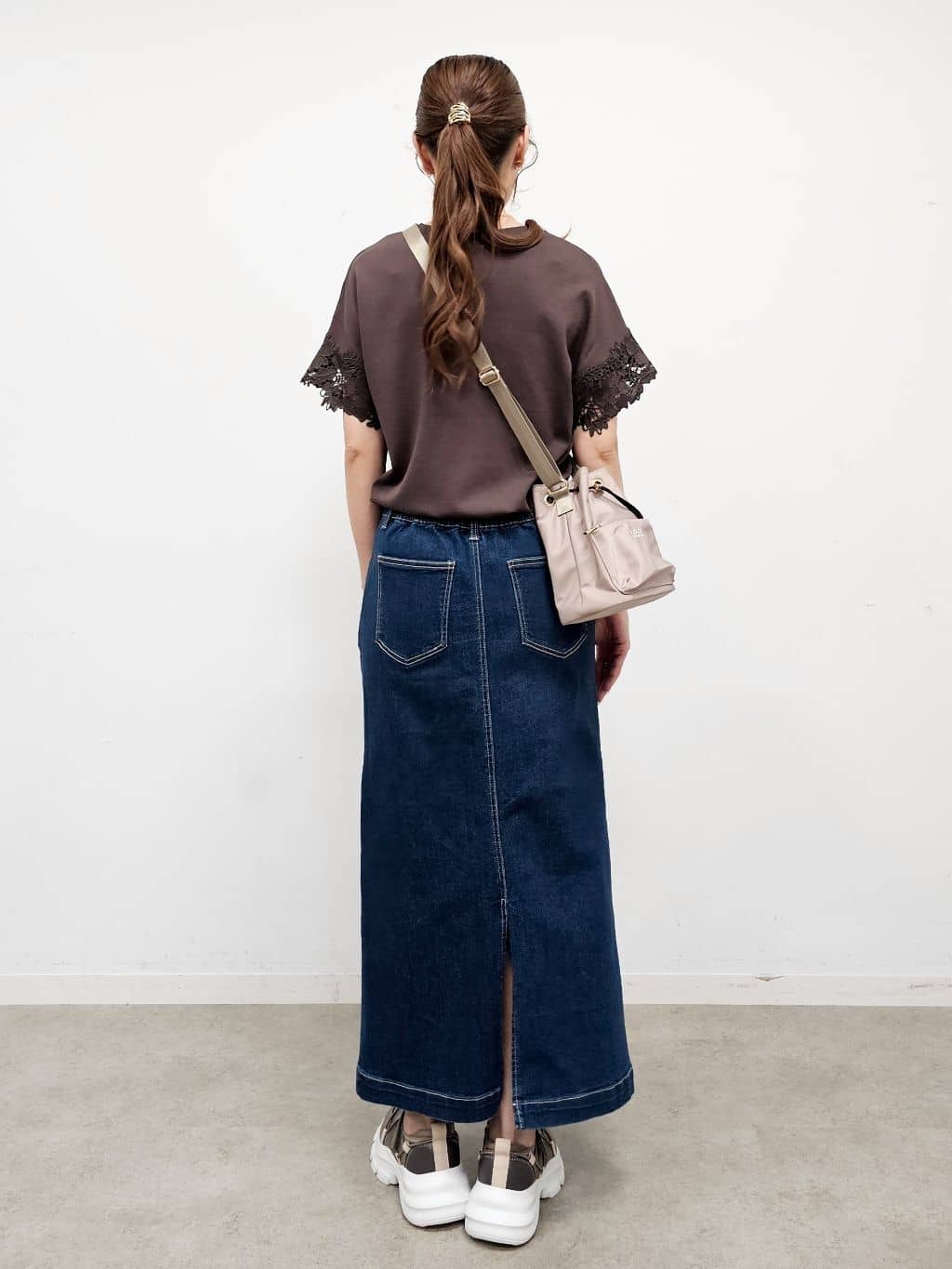 ゆゆさんの「SHOO･LA･RUE｜【S-LL/ひんやり/UV/】大人上品な お袖レースニット」を使ったコーディネート