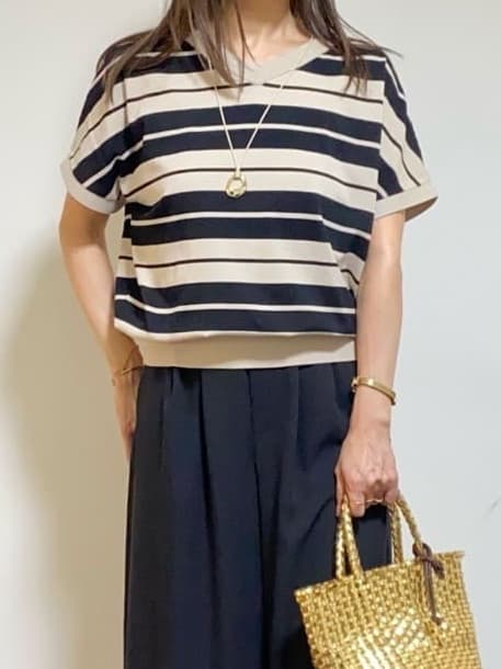 tomoさんの「UNTITLED｜メタリックメッシュトート」を使ったコーディネート