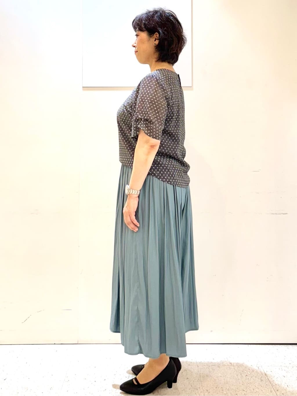 ヤスコさんの「Reflect｜【マシンウォッシュ可／セットアップ可】コツキ柄プリントブラウス」を使ったコーディネート