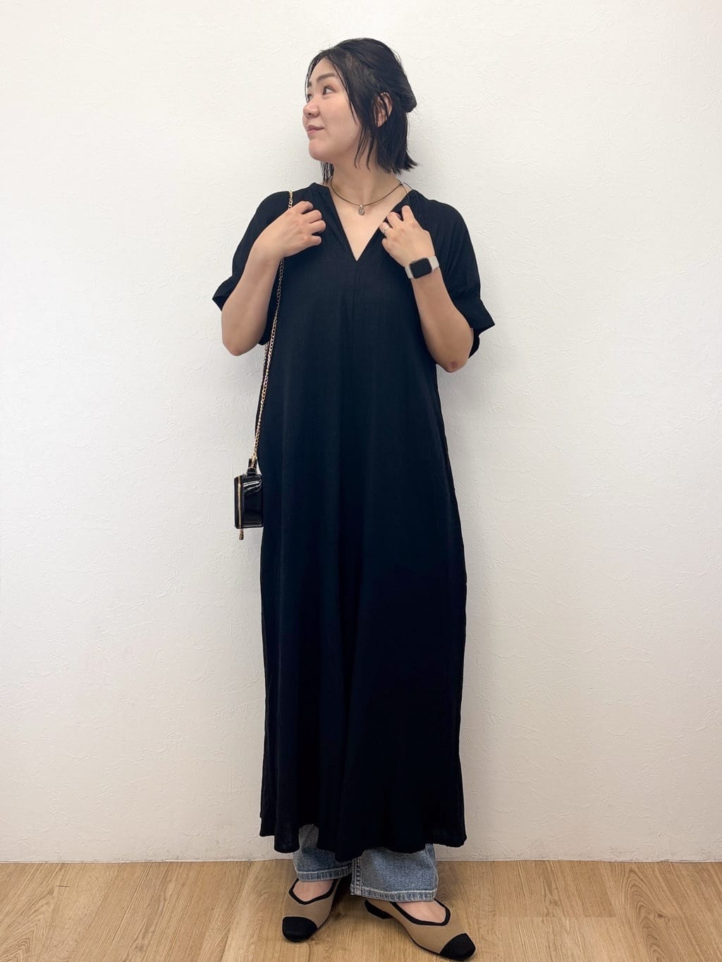 Takeさんの「OPAQUE.CLIP｜レーヨン麻キーネックワンピース【洗える】」を使ったコーディネート