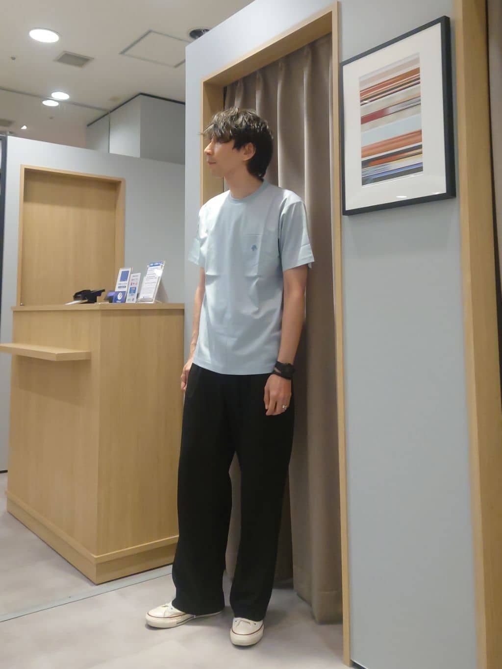 kawamuさんの「TAKEO KIKUCHI｜【COOL CITY WEAR】エアートール オープンカラーシャツ /接触冷感・通気性」を使ったコーディネート