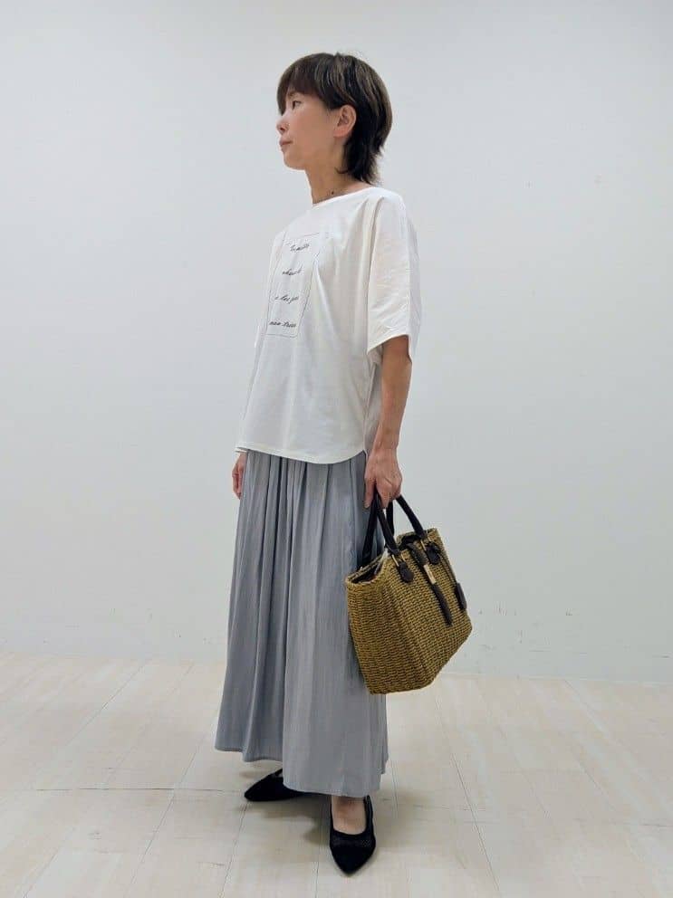 nishiさんの「Reflect｜【ウエストゴム仕様／長く着られる◎】スカーチョパンツ」を使ったコーディネート