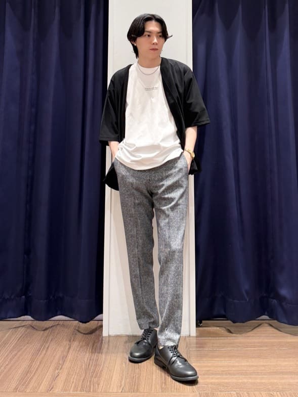 Tightさんの「THE SHOP TK｜五分袖カーディガン+半袖Tシャツセットアイテム 洗濯機OK」を使ったコーディネート