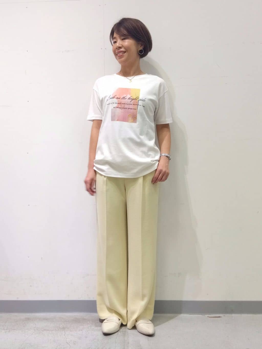 Kさんの「INDIVI｜【洗える／UVケア／SETUP可能】ドロストワイドパンツ」を使ったコーディネート