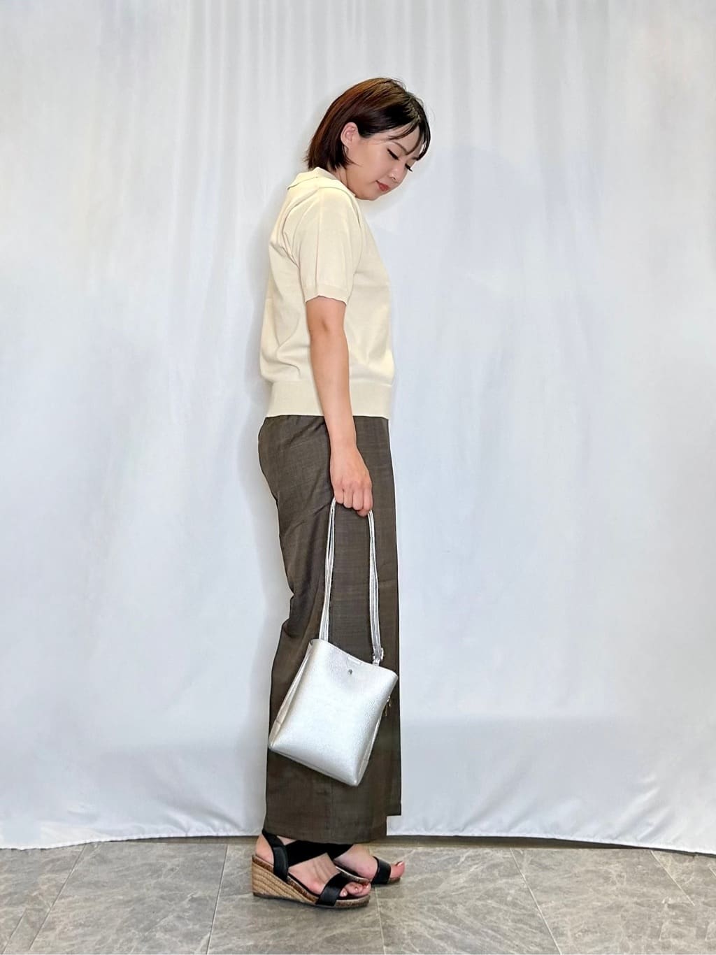 ネリさんの「SHOO･LA･RUE｜【S-LL/洗える】大人の抜け感 スキッパーニット」を使ったコーディネート